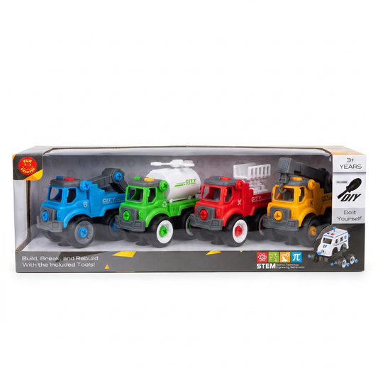 FC27 DIY Puzzle Rescue Vehicle Toy Set – Pack of 4