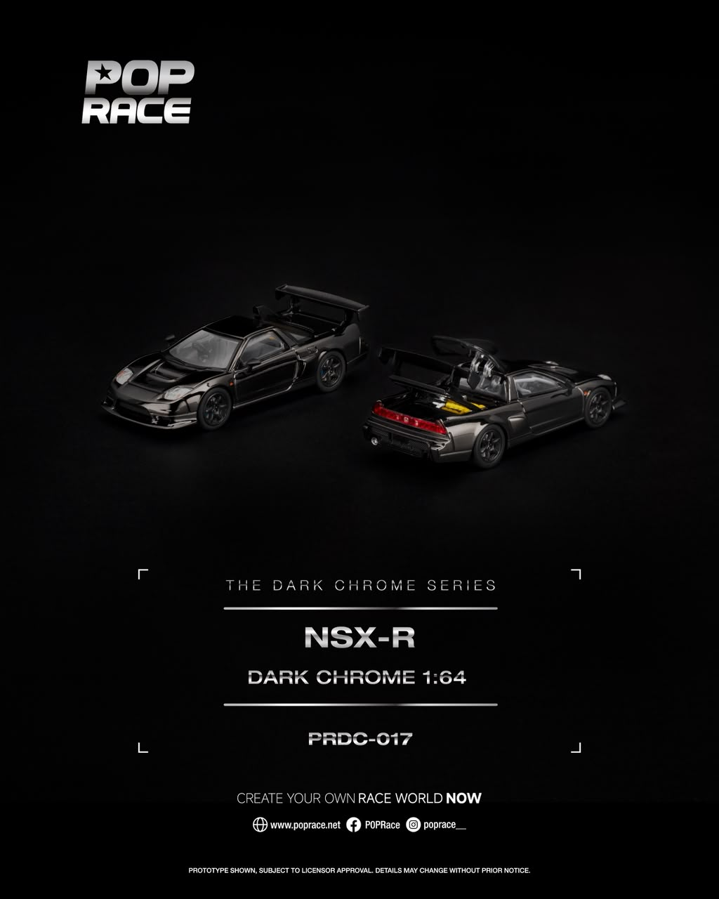 Pop Race NSX-R Dark Chrome 1:64 scale diecast model PRDC-017