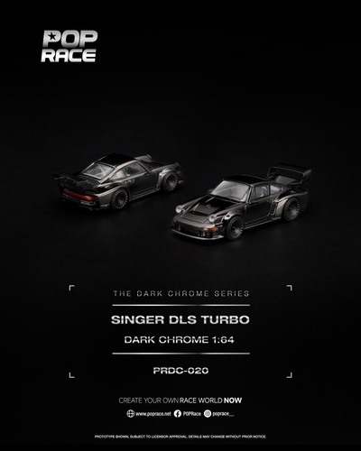 Pop Race Singer DLS Turbo Dark Chrome 1:64 scale diecast model PRDC-020
