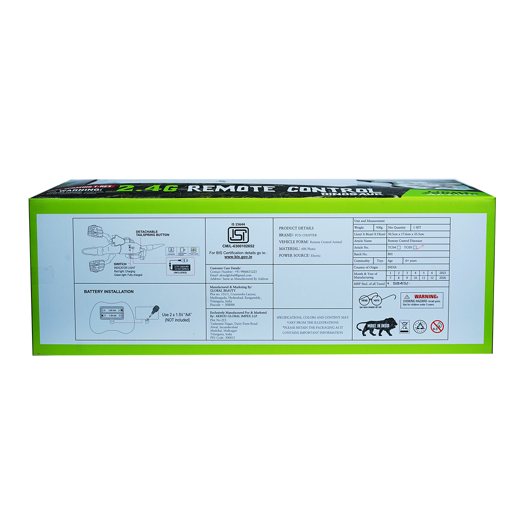 TC03 RC T-Rex Dinosaur Toy – Spray & Crawl-Green