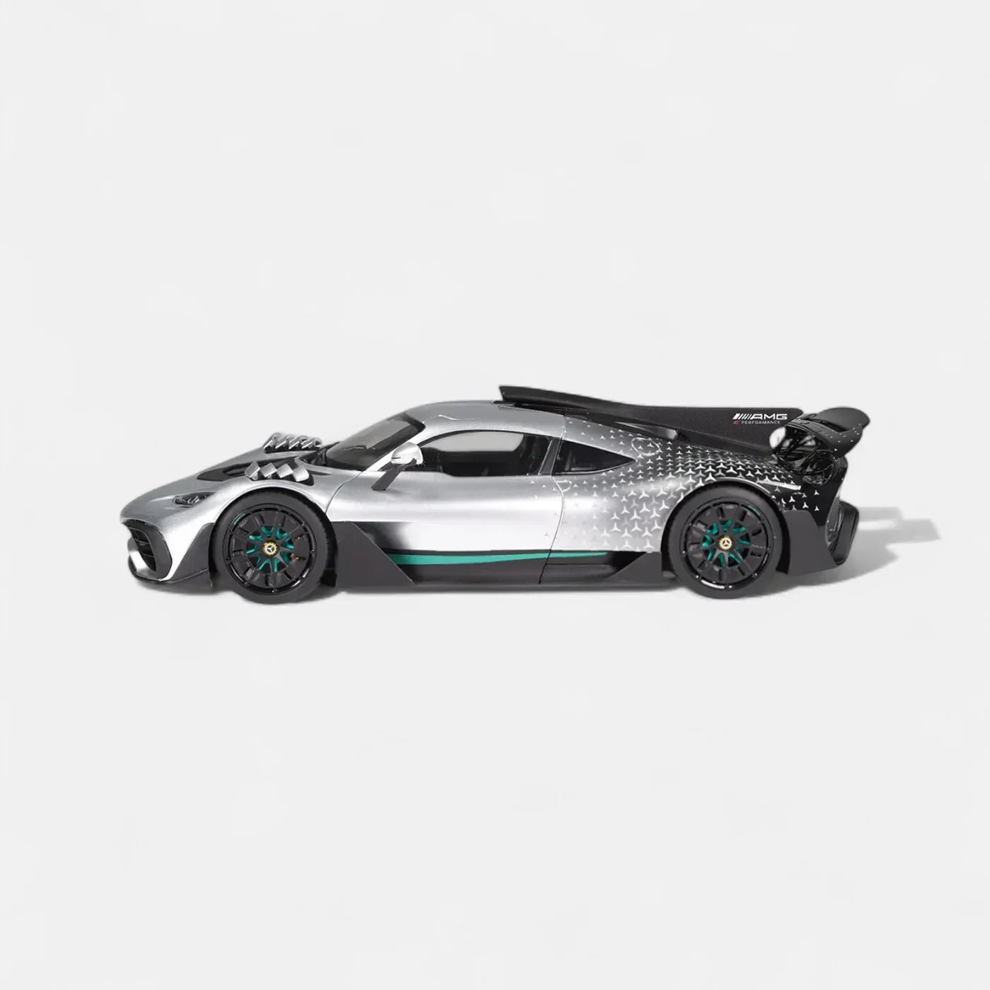 NZG Mercedes-AMG ONE Race with Stars Silver 1:18 Scale Diecast Model