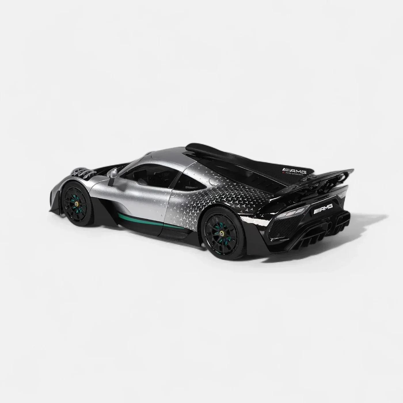 NZG Mercedes-AMG ONE Race with Stars Silver 1:18 Scale Diecast Model