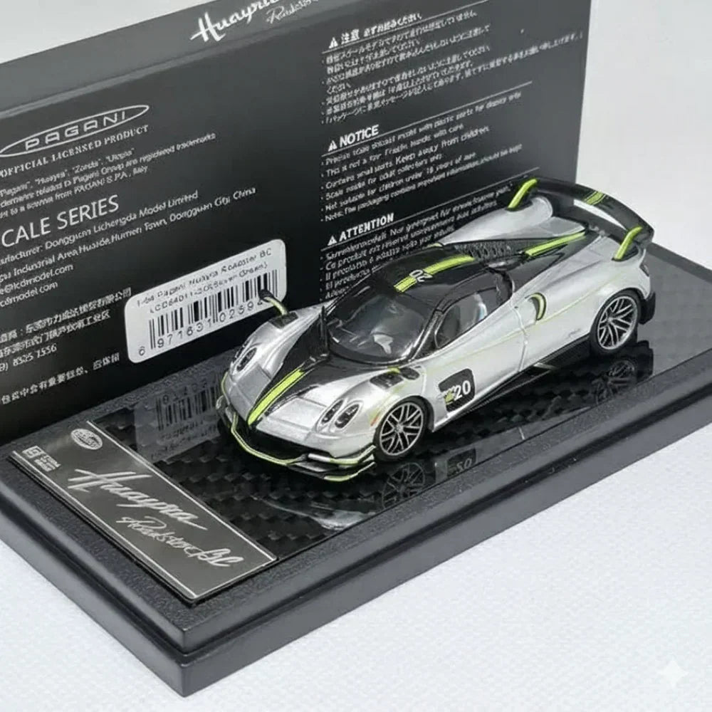 LCD Pagani Huayra Roadster BC Shanghai Toy Fair Special Package 2025 Silver Green 1:64 Scale Diecast Model