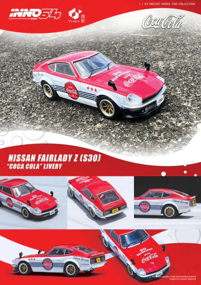 INNO64 Nissan Fairlady Z (S30) Coca-Cola Livery 1:64 Scale Diecast Model