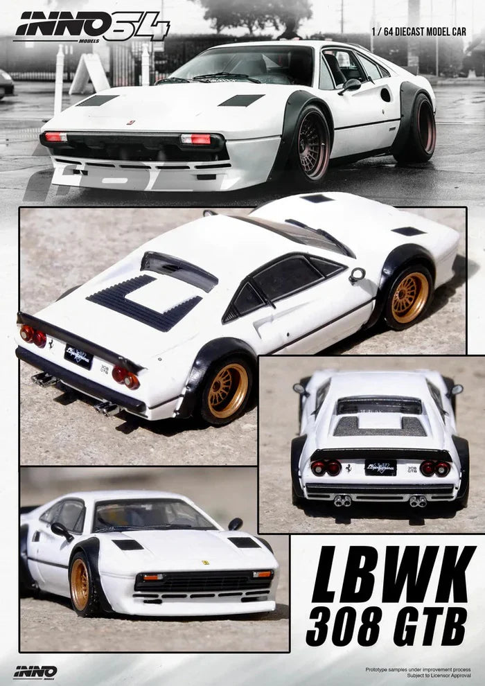 *PRE-ORDER* INNO64 LBWK 308 GTB 1:64 Scale Diecast Model (White)