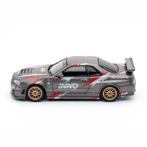 INNO64 Nissan Skyline GT-R R34 Z-Tune Indonesia Diecast Expo Exclusive Edition 1:64 Scale Diecast Model (Grey)