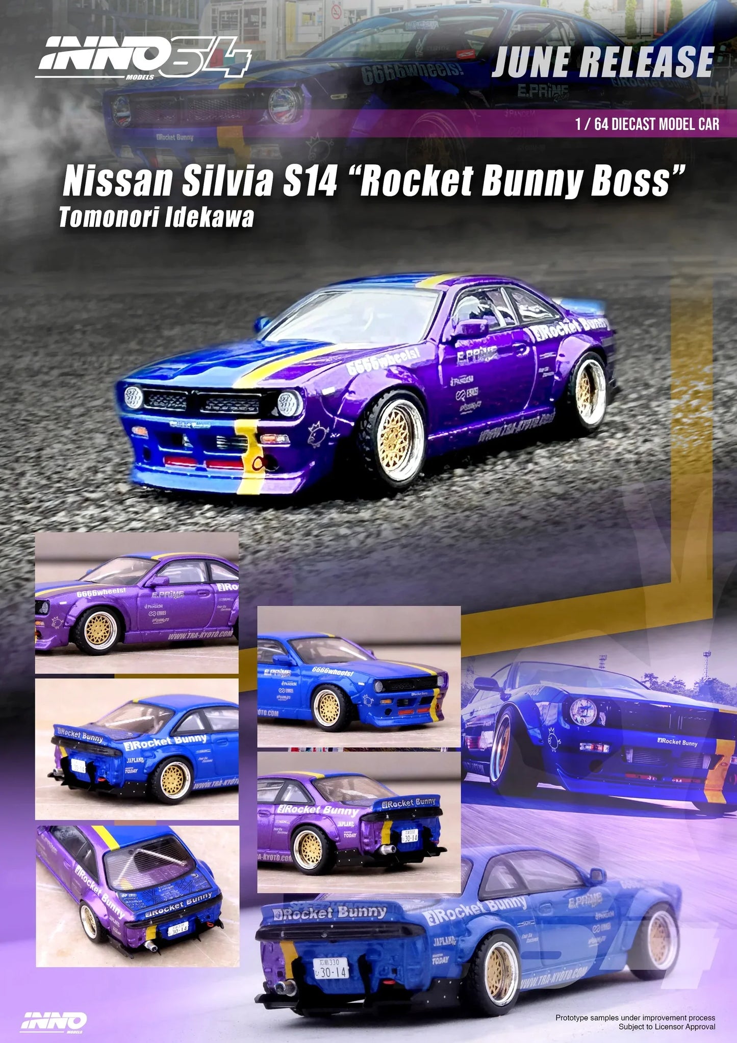 INNO64 Nissan Silvia S14 Rocket Bunny Boss Tomonori Idekawa 1:64 Scale Diecast Model (Pre-Order)