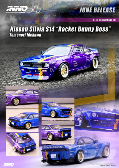 INNO64 Nissan Silvia S14 Rocket Bunny Boss Tomonori Idekawa 1:64 Scale Diecast Model (Pre-Order)