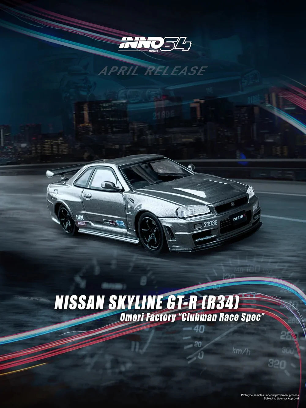 INNO64 Nissan Skyline GT-R R34 Omori Factory Clubman Race Spec 1:64 Scale Diecast Model (Pre-Order)
