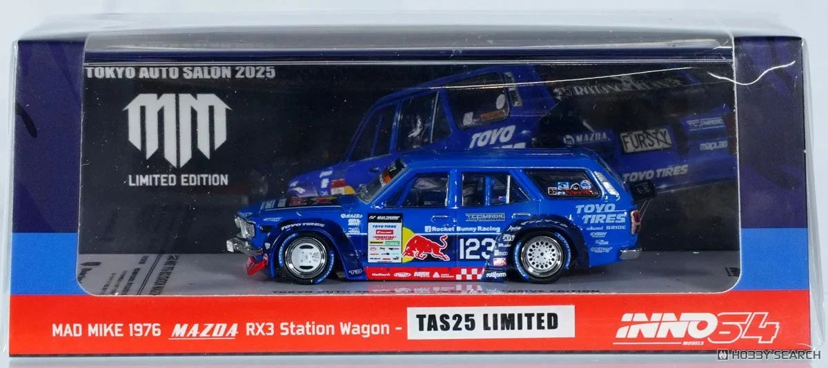INNO64 Mad Mike 1976 Mazda RX-3 Station Wagon TAS 2024 1:64 Scale Diecast Model
