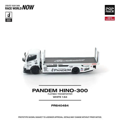*PRE-ORDER* Pandem Fuso 300 Flatbed Transporter New Tooling, 1:64 Scale (White) - Pop Race