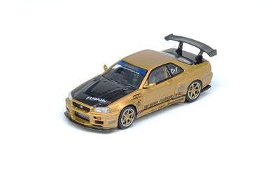 INNO64 Top Secret Nissan R34 GT-R Gold 1:64 Scale Diecast Model