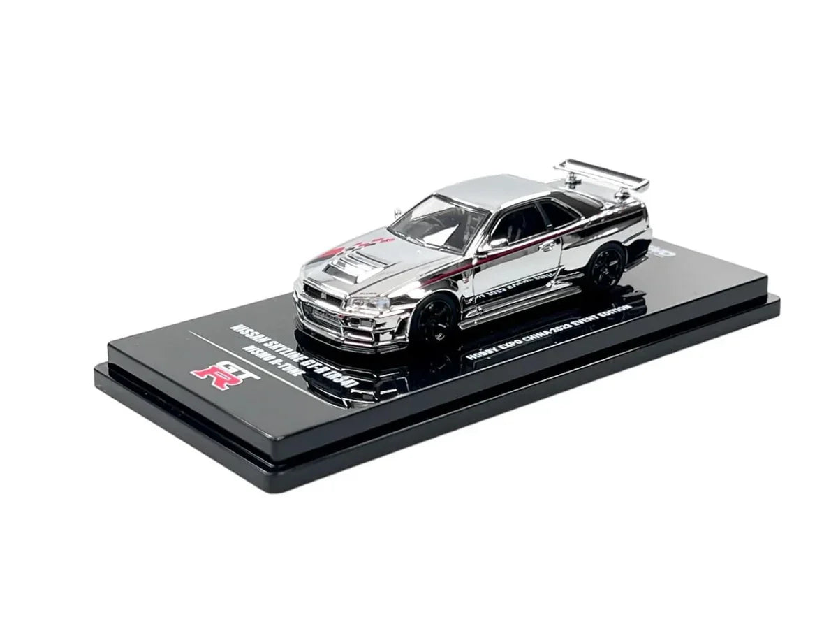 INNO64 Nissan Skyline GT-R R34 Nismo R-Tune Silver Chrome Hobby Expo China 2023 Event Edition 1:64 Scale Diecast Model (Pre-Order)