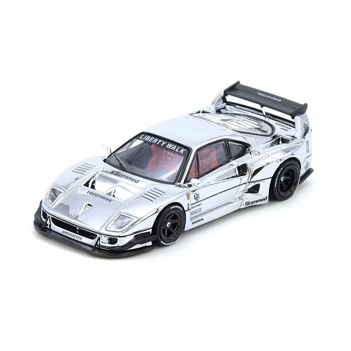 INNO64 LBWK Ferrari F40 Silver Chrome 1:64 Scale Diecast Model