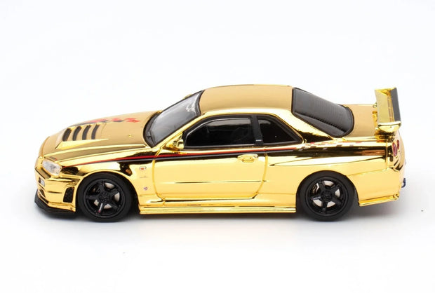 INNO64 Nissan Skyline GT-R (R34) Nismo R-Tune Gold Chrome Hobby Expo China 2023 Event Edition 1:64 Scale Diecast Model