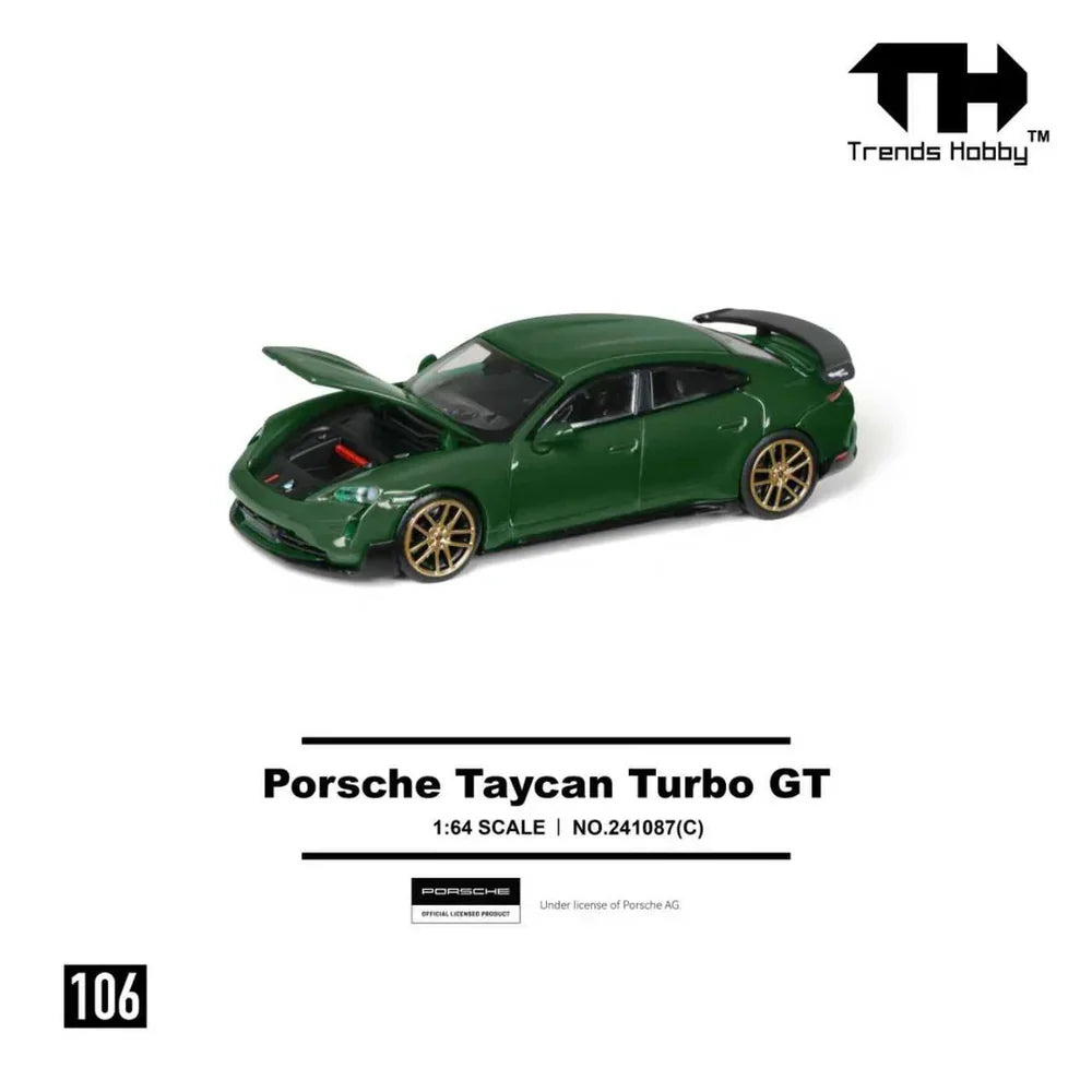 PRE-ORDER Trends Hobby Porsche Taycan Turbo GT Green 1:64 Scale Diecast Model