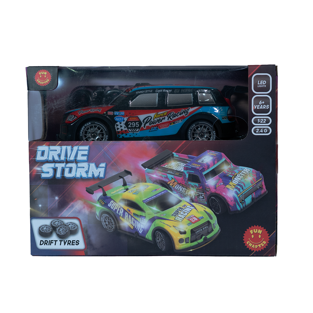 FC07 1:22 Scale Remote Control 4WD Drift Car with Lights & Spray Effect – Red