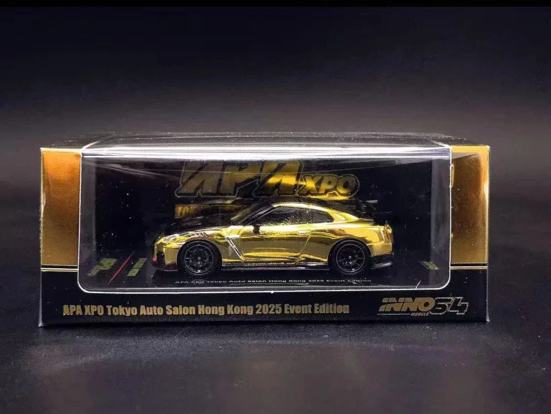GT-R (R35) Nismo Apaexpo Tokyo Auto Salon Hong Kong 2025, 1:64 Scale (Chrome Gold) - INNO64