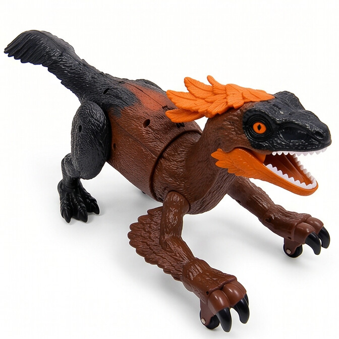 TC02 RC Fire Steel Dinosaur Toy – Brown/Orange
